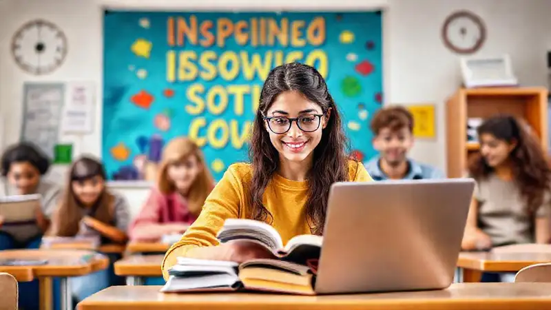 Jóvenes motivados estudian en aula moderna