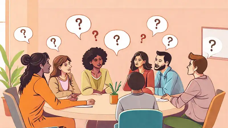 Comunidad diversa discutiendo ética en colaboración