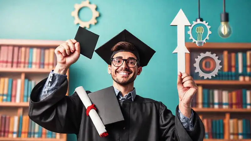 Graduado con diploma, confiado y profesional