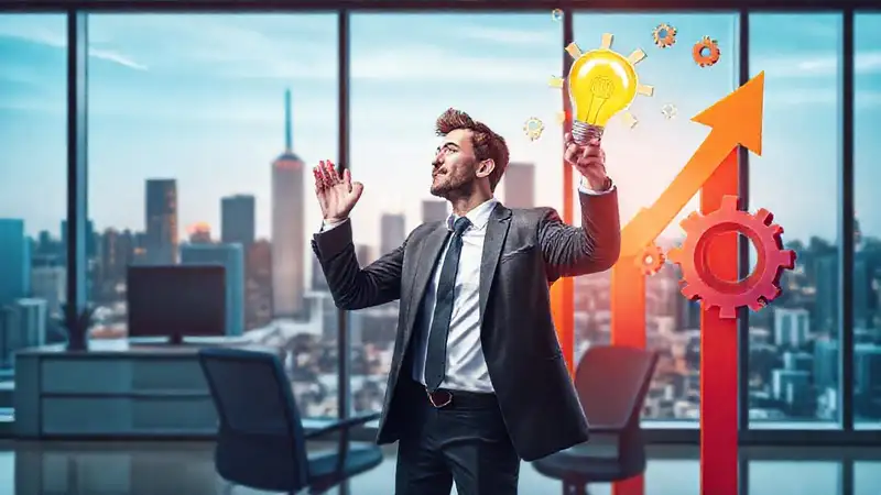 Líder innovador en oficina moderna y profesional