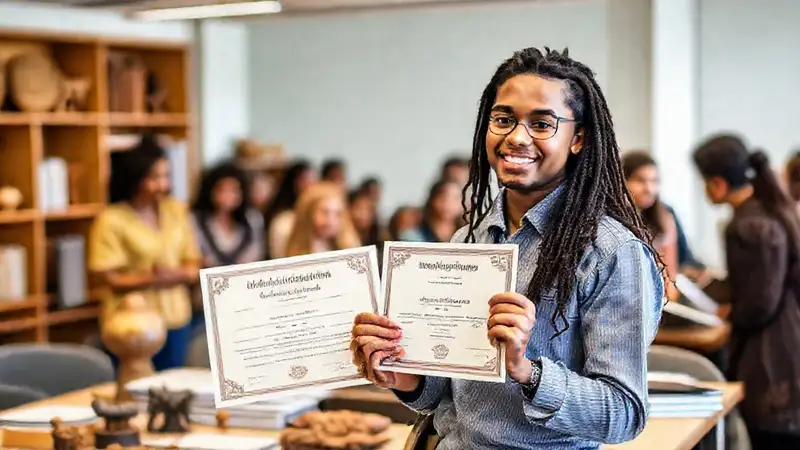 Estudiante de antropología en aula moderna