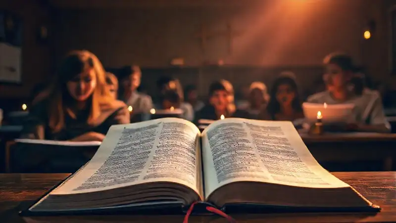 Libros y símbolos en aula inspiradora