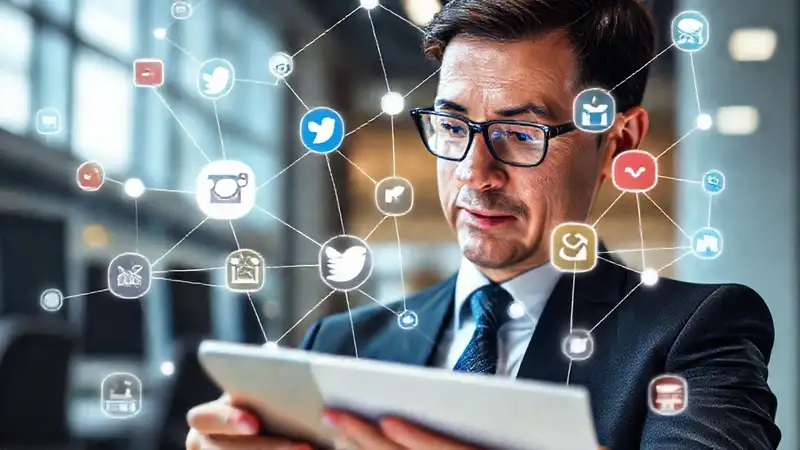 Iconos digitales, política y redes en diseño moderno