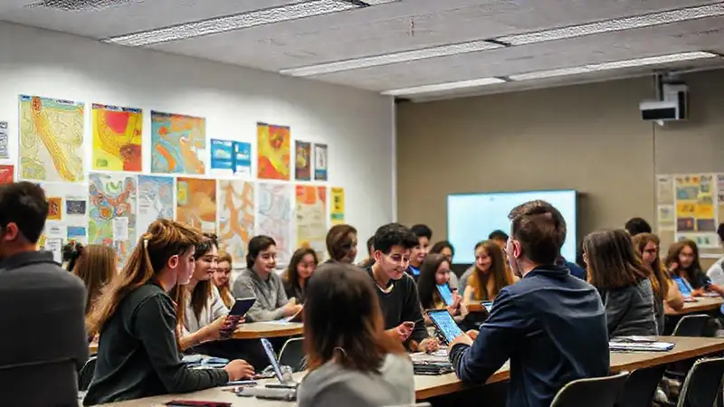 Estudiantes participando en taller universitario vibrante