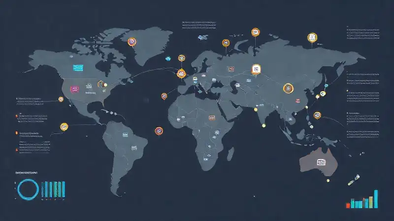 Mapa mundial con datos conectados y vibrantes
