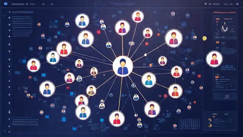 Diagrama interactivo de redes sociales y datos