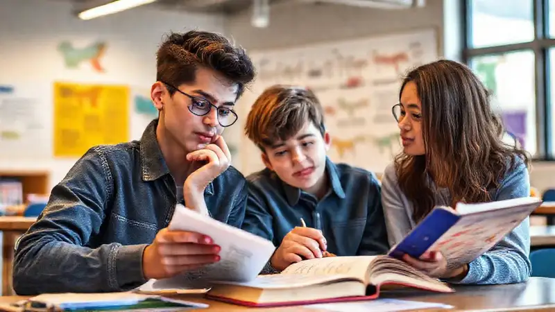 Estudiantes aprendiendo con recursos visuales y dinámicos