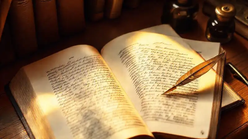 Libro iluminado inspira escritura creativa con elegancia