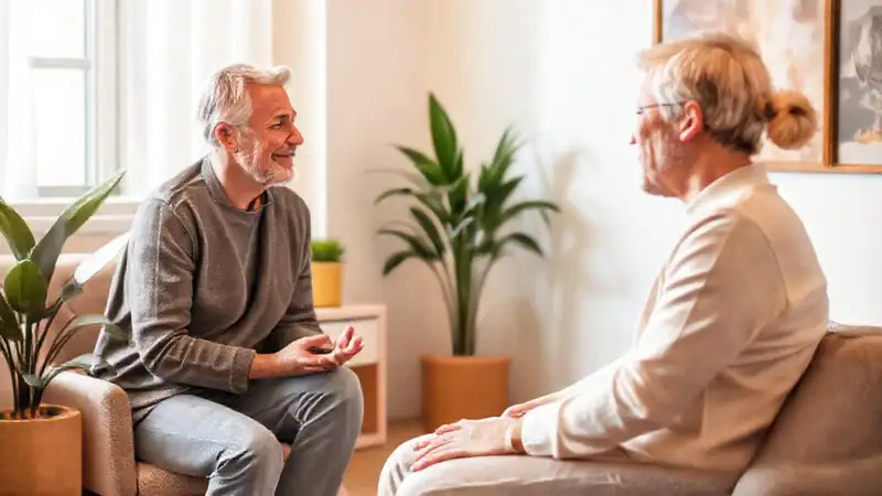 Terapeuta y paciente en diálogo empático cálido
