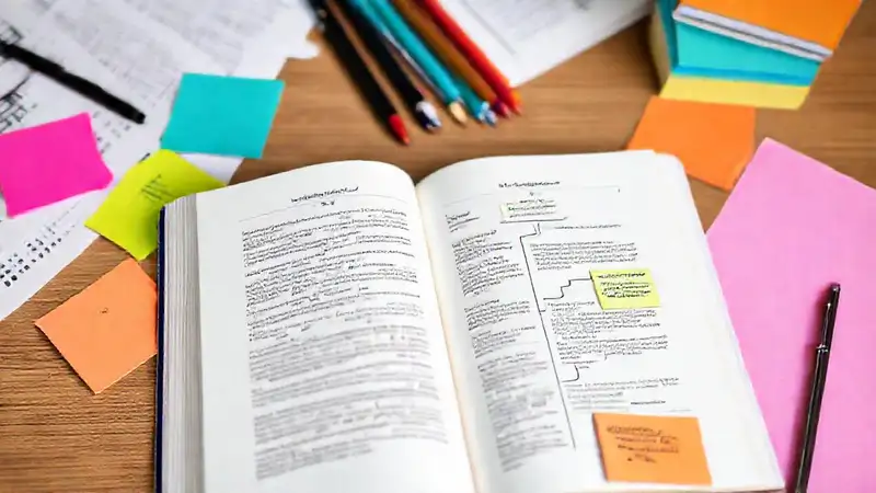 Estudio organizado con notas y esquema claro