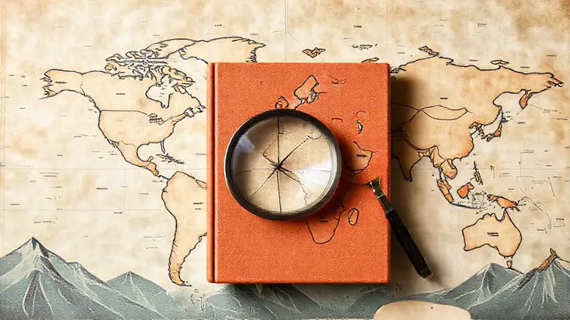 Portada académica con mapa y elementos minimalistas