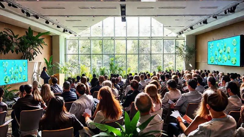 Auditorio moderno y ecológico con debates sostenibles