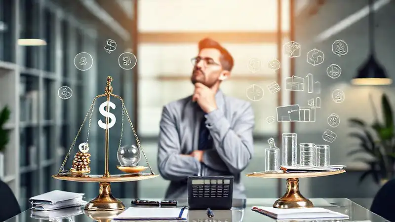 Planificación financiera y decisiones en oficina moderna