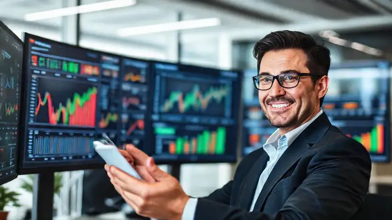 Ejecutivo analiza gráficos en oficina moderna