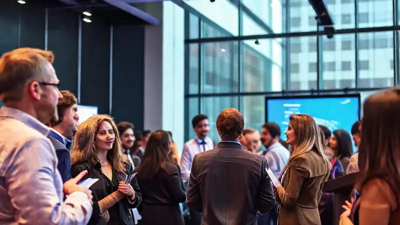Evento profesional con diversidad y conferencia moderna