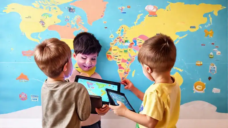 Mapa interactivo para niños en aprendizaje digital