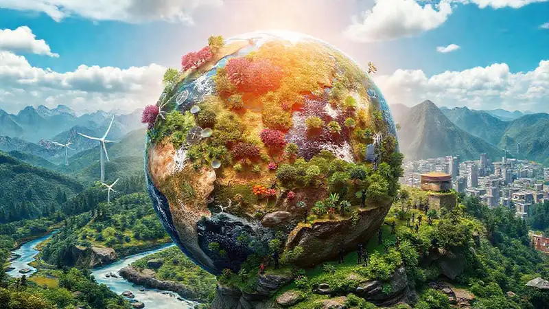 Un planeta verde y sostenible en armonía