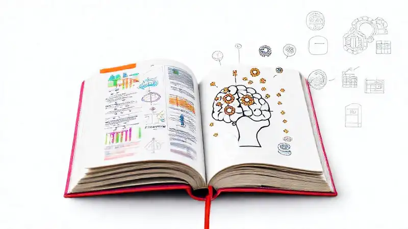 Libro abierto con diagramas y notas resaltadas