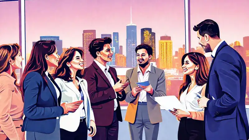 Profesionales conectados en entorno urbano moderno