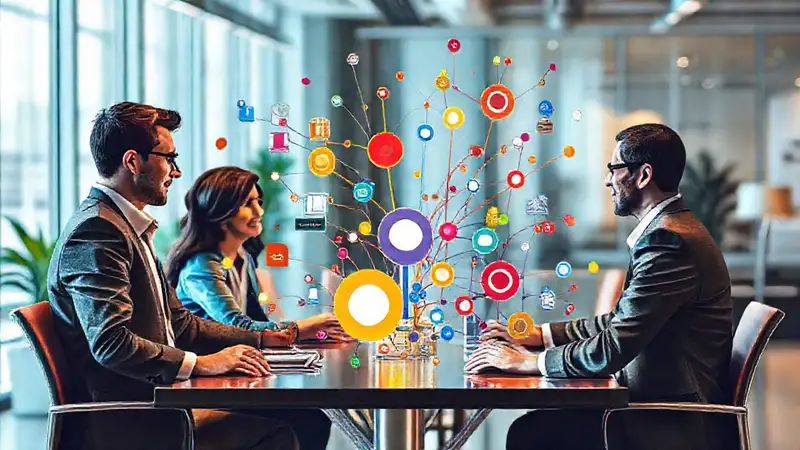 Equipo interdisciplinario conecta ideas en un entorno vibrante