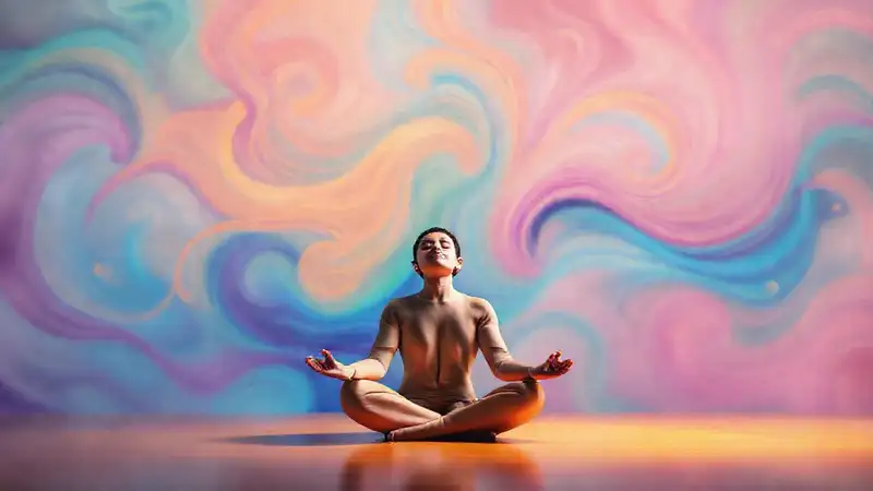 Persona calmada meditando en ambiente armonioso