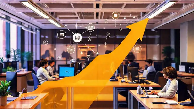 Espacio de trabajo moderno y tecnológico diverso