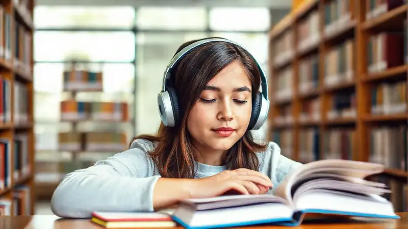 Estudiante tranquilo estudia con notas y libros