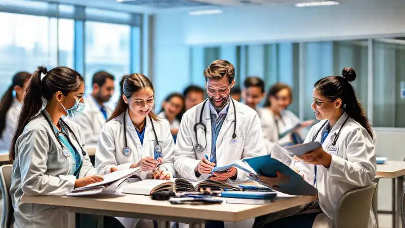 Estudiantes y profesionales médicos en formación y colaboración