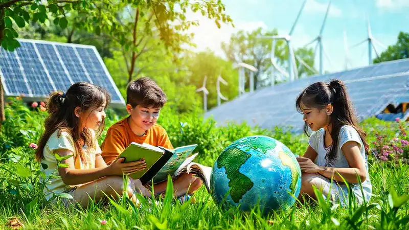 Estudiantes al aire libre en un entorno ecológico