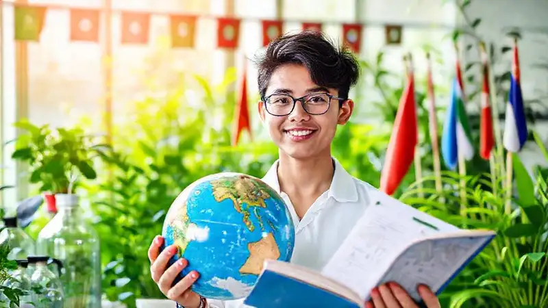Estudiante estudia medio ambiente en un laboratorio