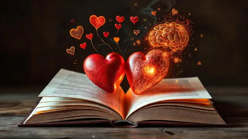 Libro emotivo con símbolos y colores contrastantes
