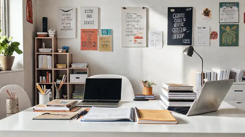 Espacio de estudio ordenado y luminoso