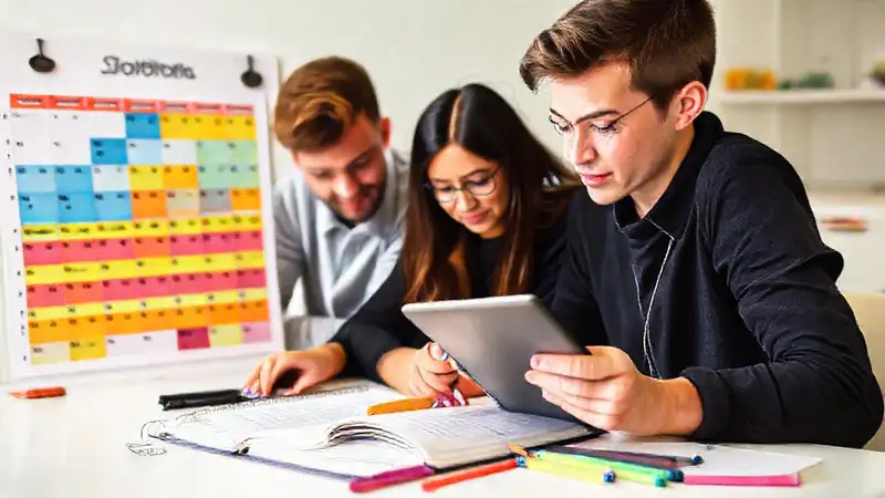 Planificador colorido para estudiantes motivados y concentrados