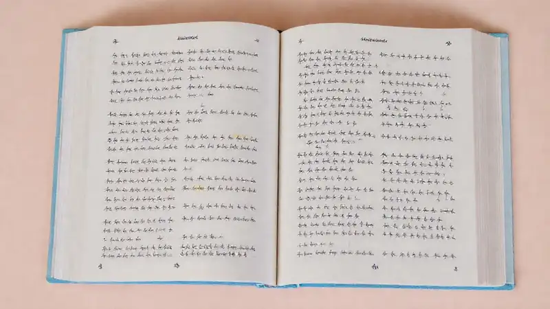 Libro abierto con reglas, diagramas y notas