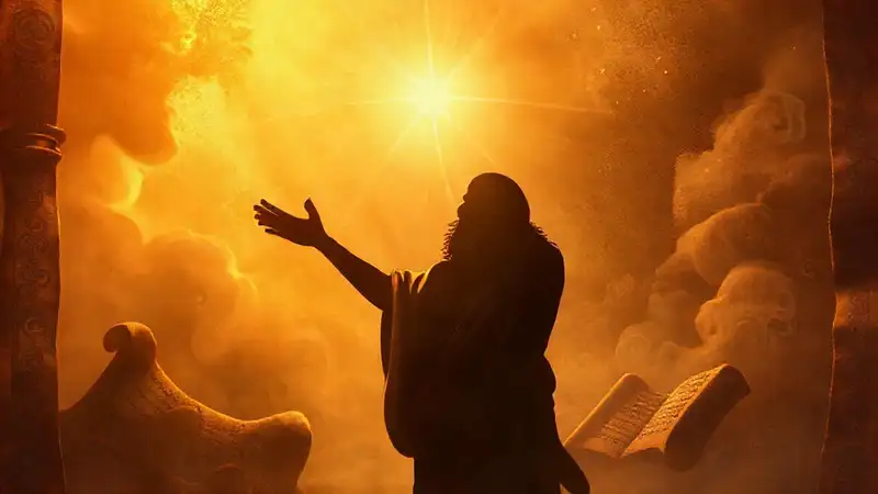 Silencio espiritual con Jesús y símbolos antiguos