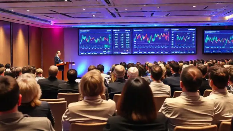 Conferencia económica con audiencia y presentaciones