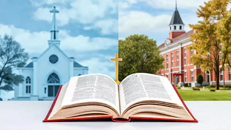Libro abierto con símbolos religiosos en contraste