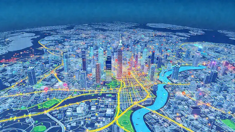 Mapa urbano con análisis coloridos y moderno