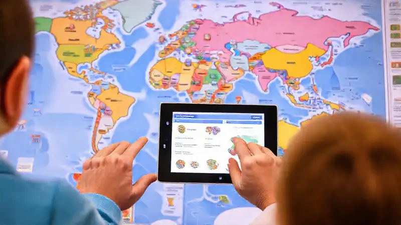 Mapa interactivo y recursos educativos modernos
