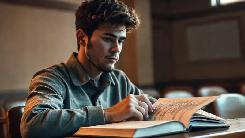 Estudiante concentrado en un examen en aula