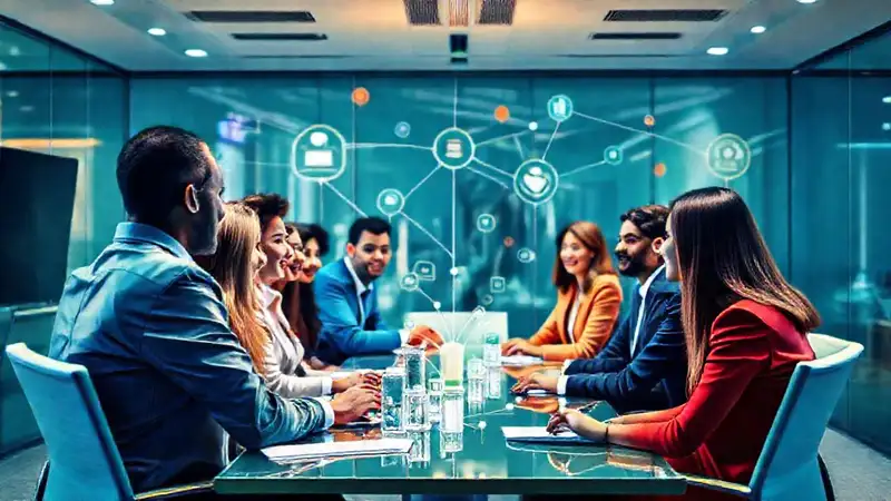 Reunión profesional con ideas y conexiones diversas