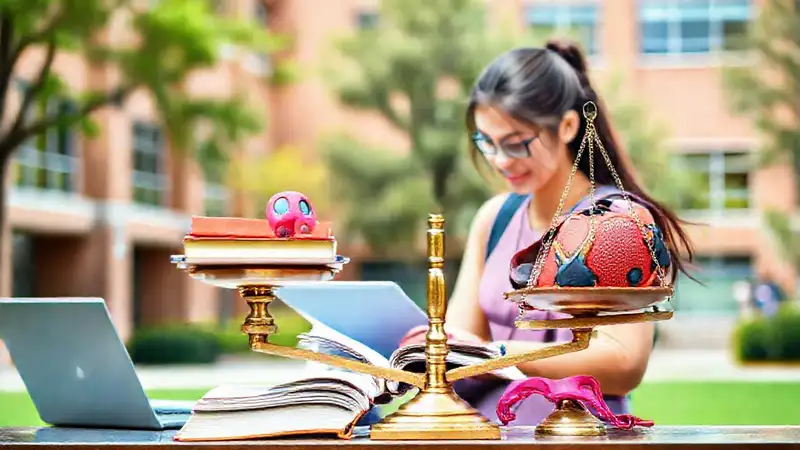 Estudiante equilibrando estudio y deporte en campus