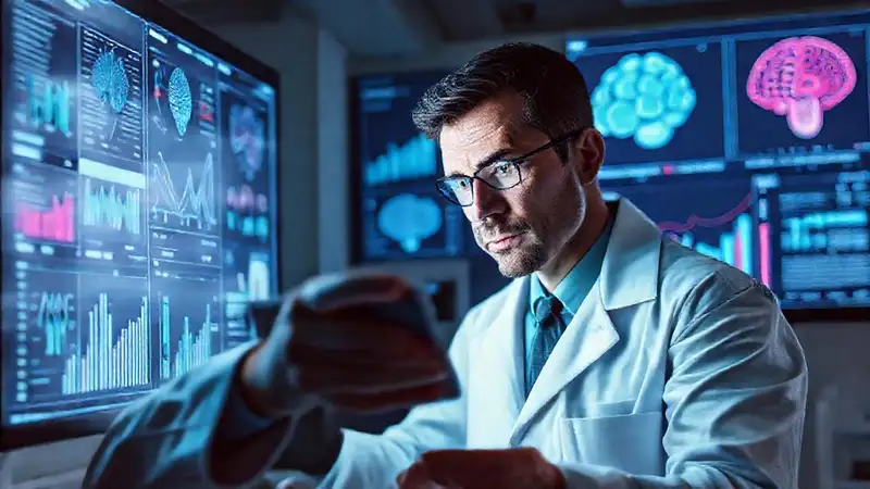 Científico analizando datos psicológicos en laboratorio