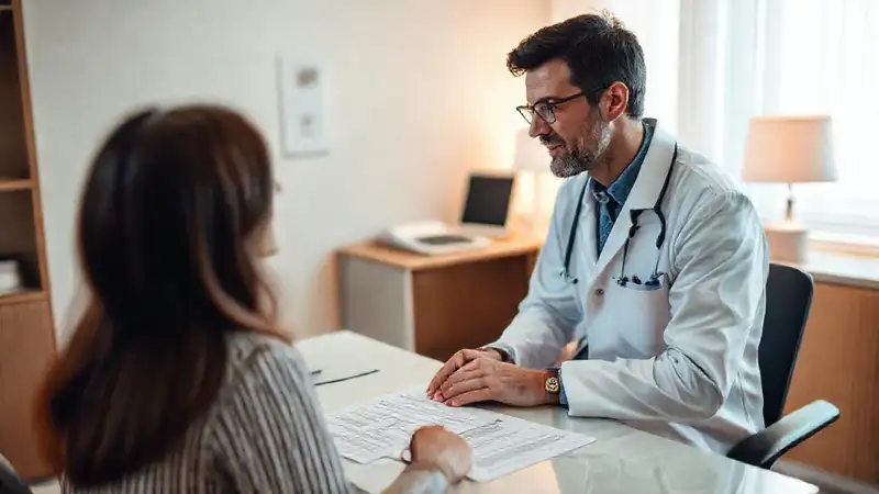 Doctor consulta con paciente en ambiente profesional