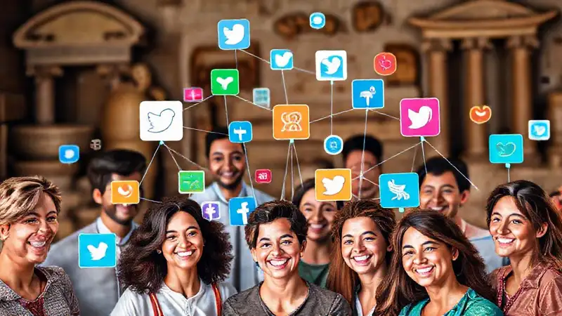 Conexión diversa en red social vibrante
