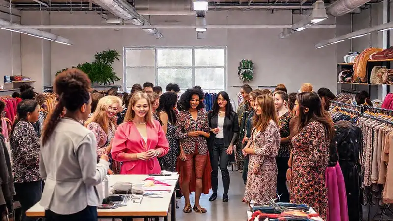 Diversos personas en taller de moda creativa