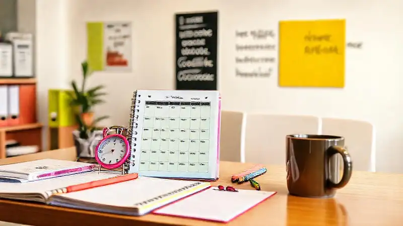 Estudio organizado y motivador con útiles coloridos