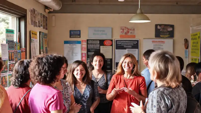 Psicólogo amigable en comunidad vibrante y acogedora