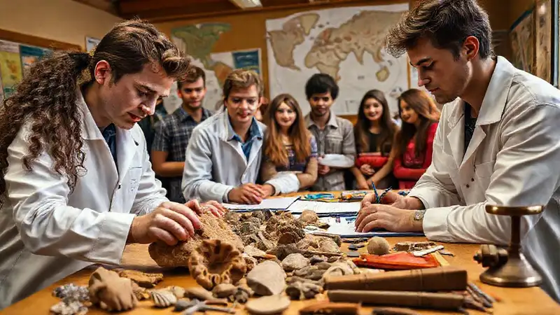 Estudiantes analizan fósiles y artefactos culturales