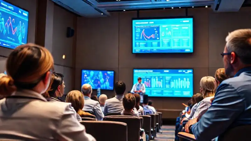 Profesionales de salud atentos en conferencia moderna